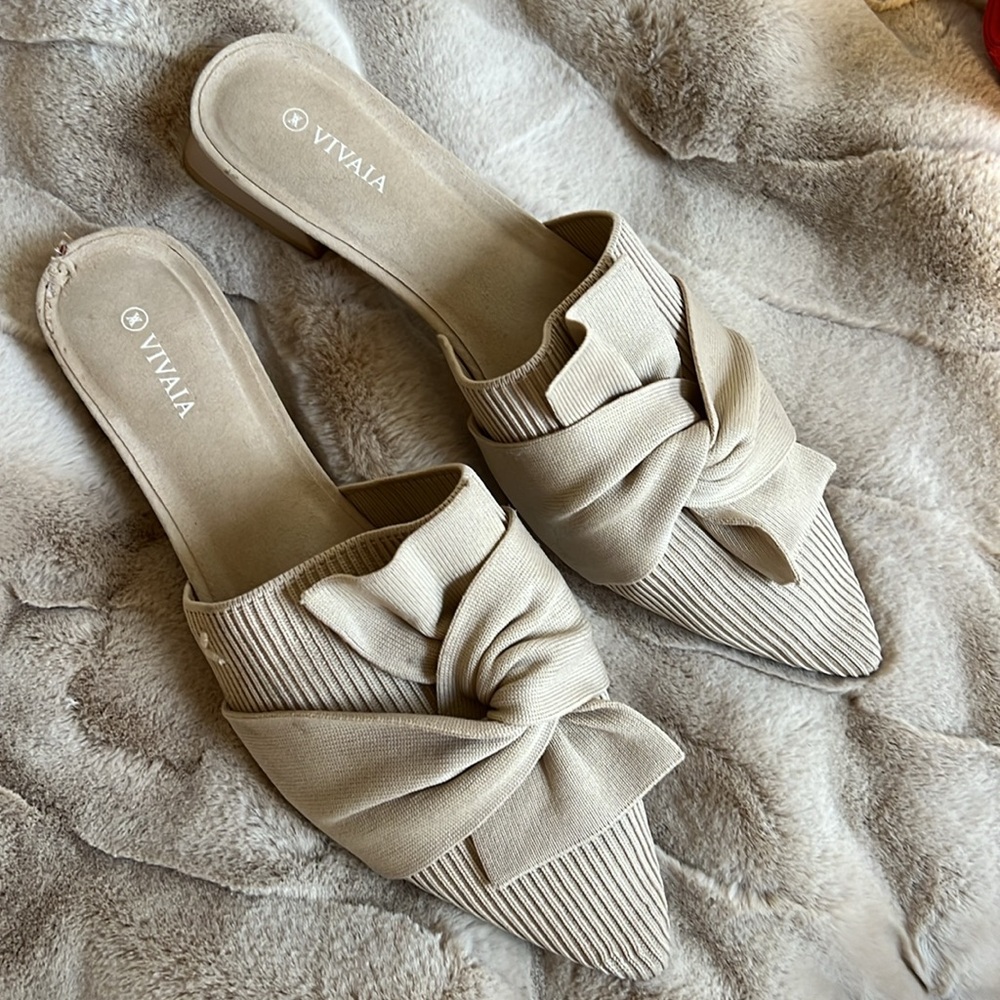 🛍️Pointed-Toe Knot Slide (Yaffa Pro) Vivaia Almond Beige 11 43 - Picture 4 of 11